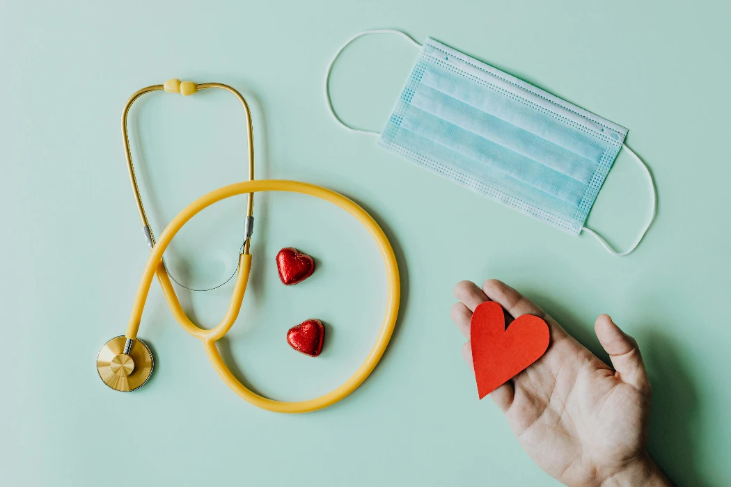 Healthcare equipment and heart symbols